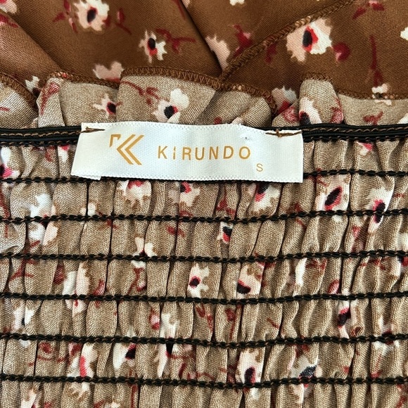 Kirundo brown floral smocked ruffle dress size S - Picture 9 of 9